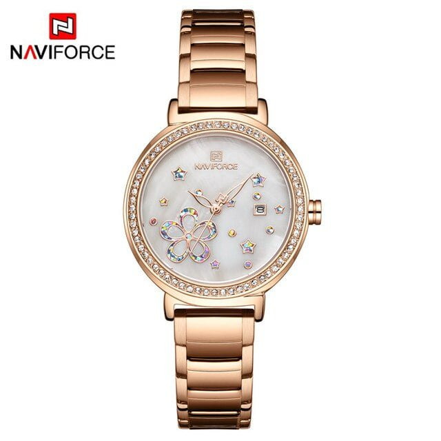 NAVIFORCE NF5016 Gold Women Quartz Date Watch